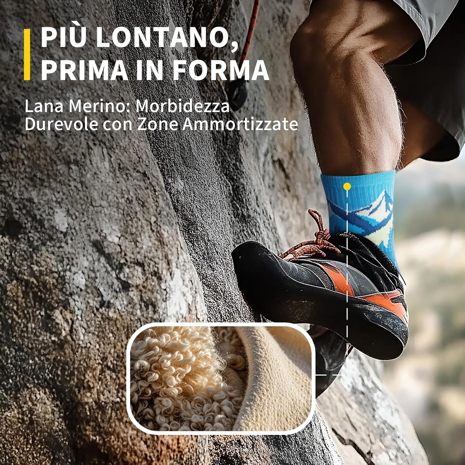 Detalle de CAMBIVO Calze Trekking Merino Lana Uomo Donna – Anti- Vesciche, Cushioned e Traspiranti (2 Paia)