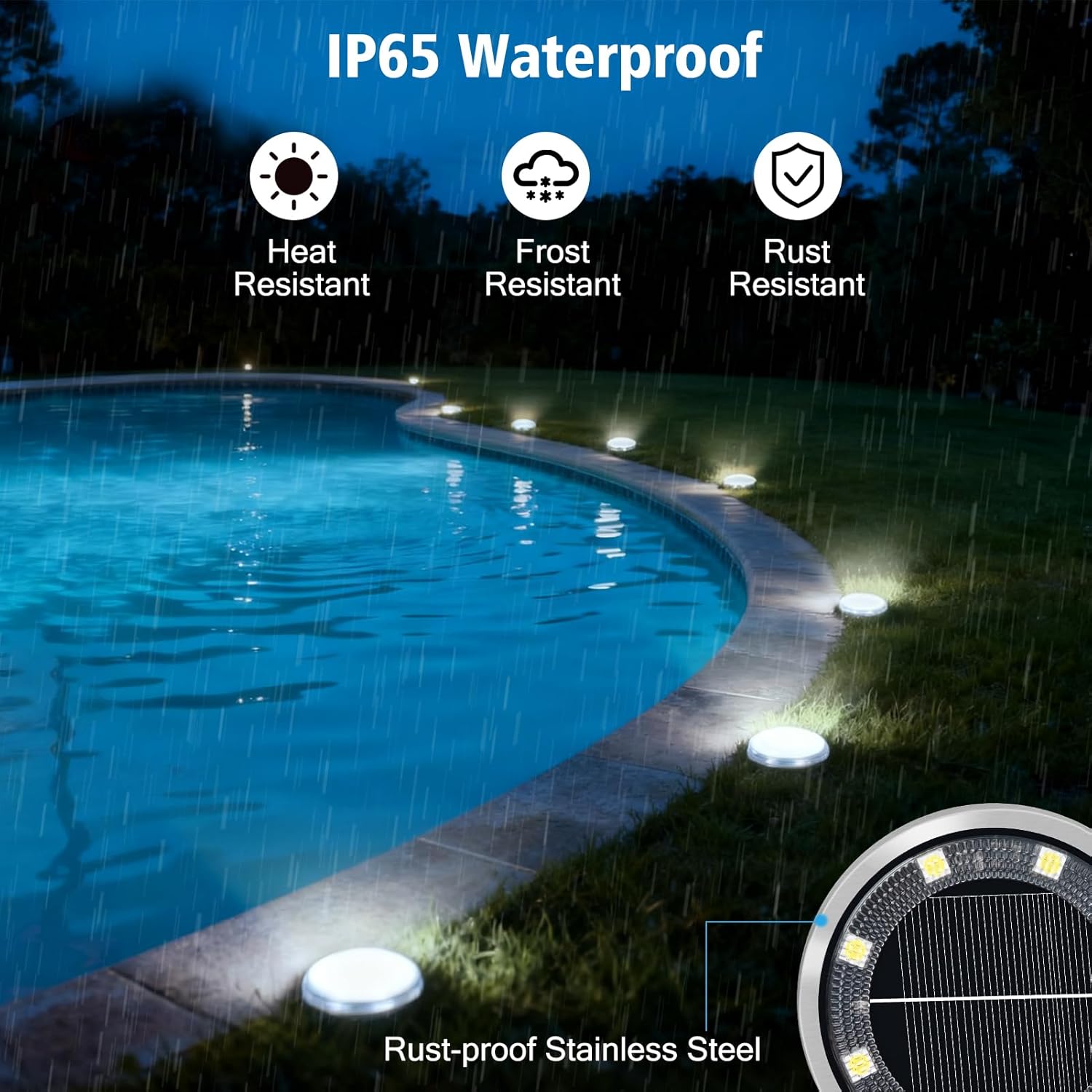 Detalle de ZAIYW 6 Pack Solar Ground Lights: Waterproof LED Pathway Lights for Gardens