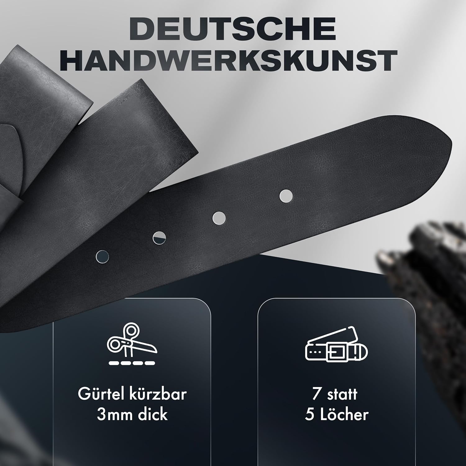 Detalle de Cartvelli Premium Ledergürtel Herren 40 mm – Made in Germany, Geschenkbox, Vollleder