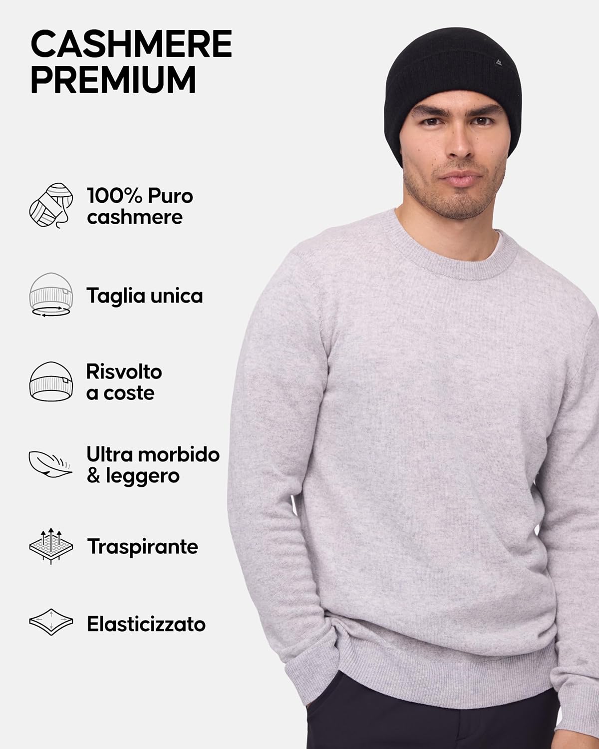 Thumbnail 1 de DANISH ENDURANCE Cappello uomo invernale 100% cashmere (tinta unita)