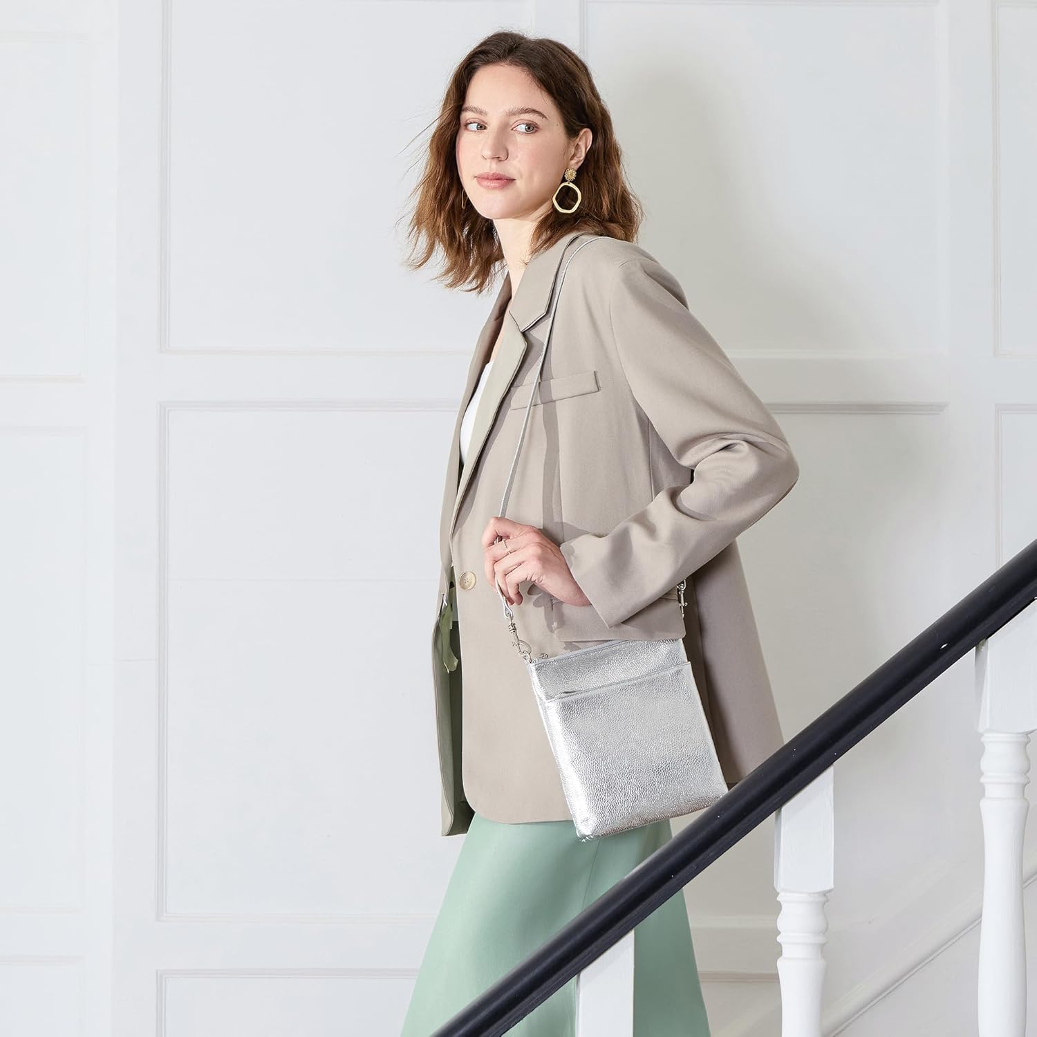 Thumbnail 1 de befen Echtleder Umhängetasche Damen Mittelgroß – Crossbody mit Handyfach, verstellbarem Gurt