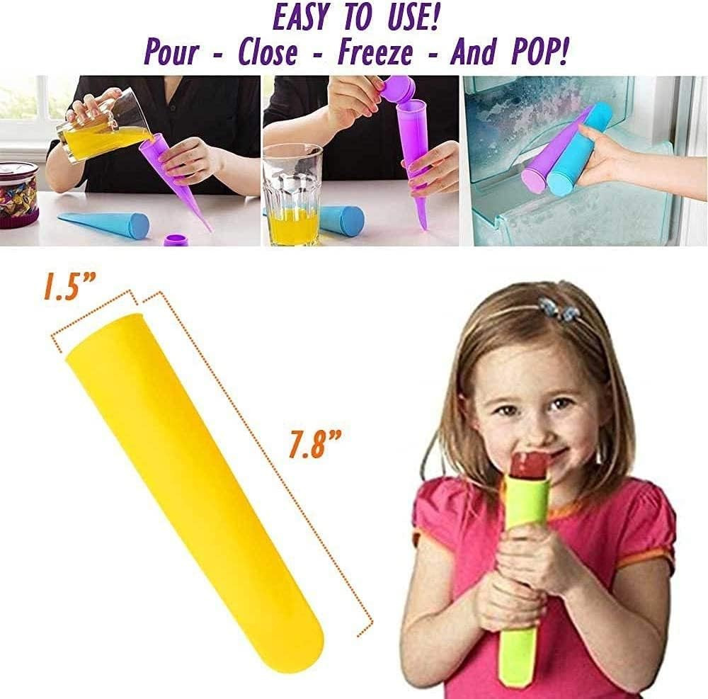 Detalle 2 de iNeibo Silicone Popsicle Mold – 10‑Pack, BPA Free, Lidded, Reusable