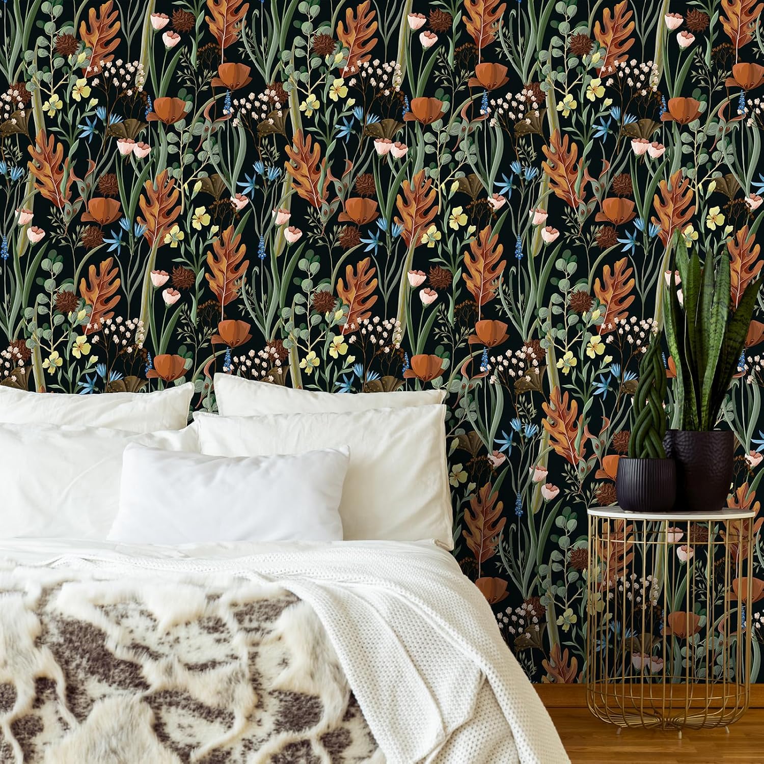 Thumbnail 3 de VEELIKE Vintage Black Floral Wallpaper 44.5×300cm