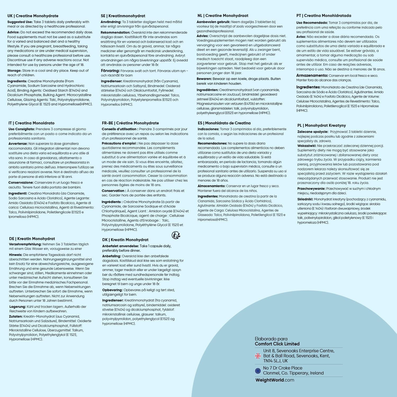 Thumbnail 5 de Creatina Monohidratada 3000mg - 270 Comp. 💪 Aumento de Fuerza