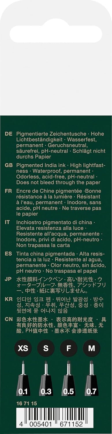 Thumbnail 2 de Faber-Castell Pitt Artist Pen Set di 4 Pennarelli – Nero Impermeabile e Resistente alla Luce