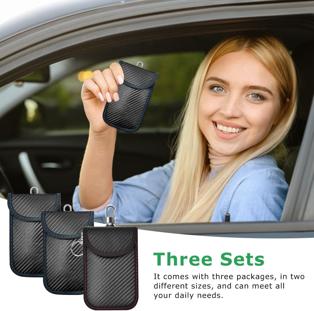 Detalle de Pack of 3 Faraday Pouches for Car Keys – Signal-Blocking Key Bags (3 Pack)