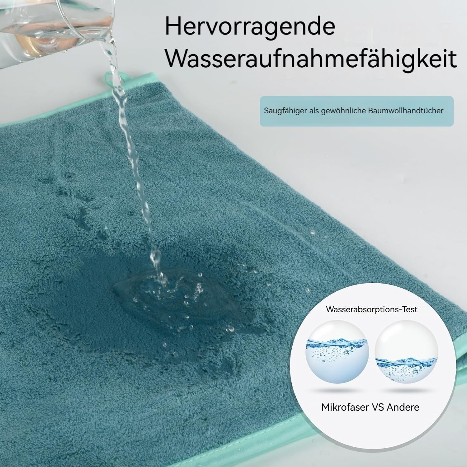 Detalle de KinHwa 4er Set Mikrofaser Handtücher 40x76 cm – extra saugstark, fusselfrei, ultraleicht