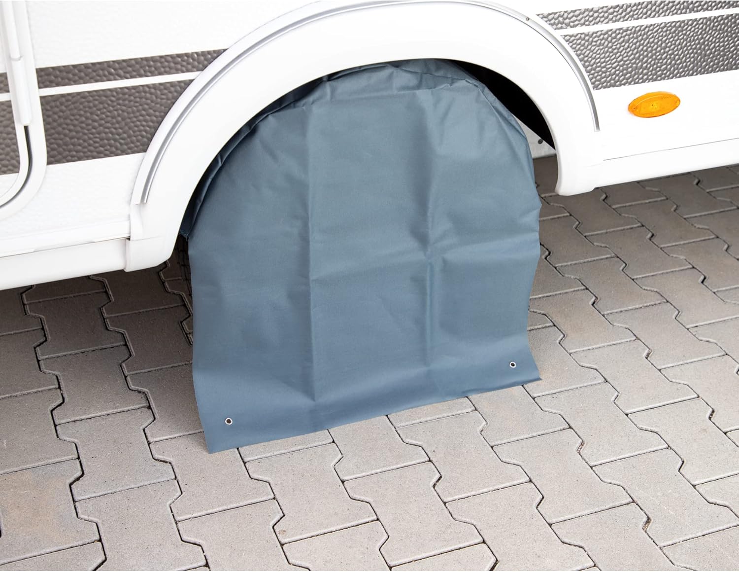 Detalle de Cartrend 10685 Caravan Radschutzhülle XL – wasserdichte Radabdeckung für 15–17 Zoll Reifen (Grau)