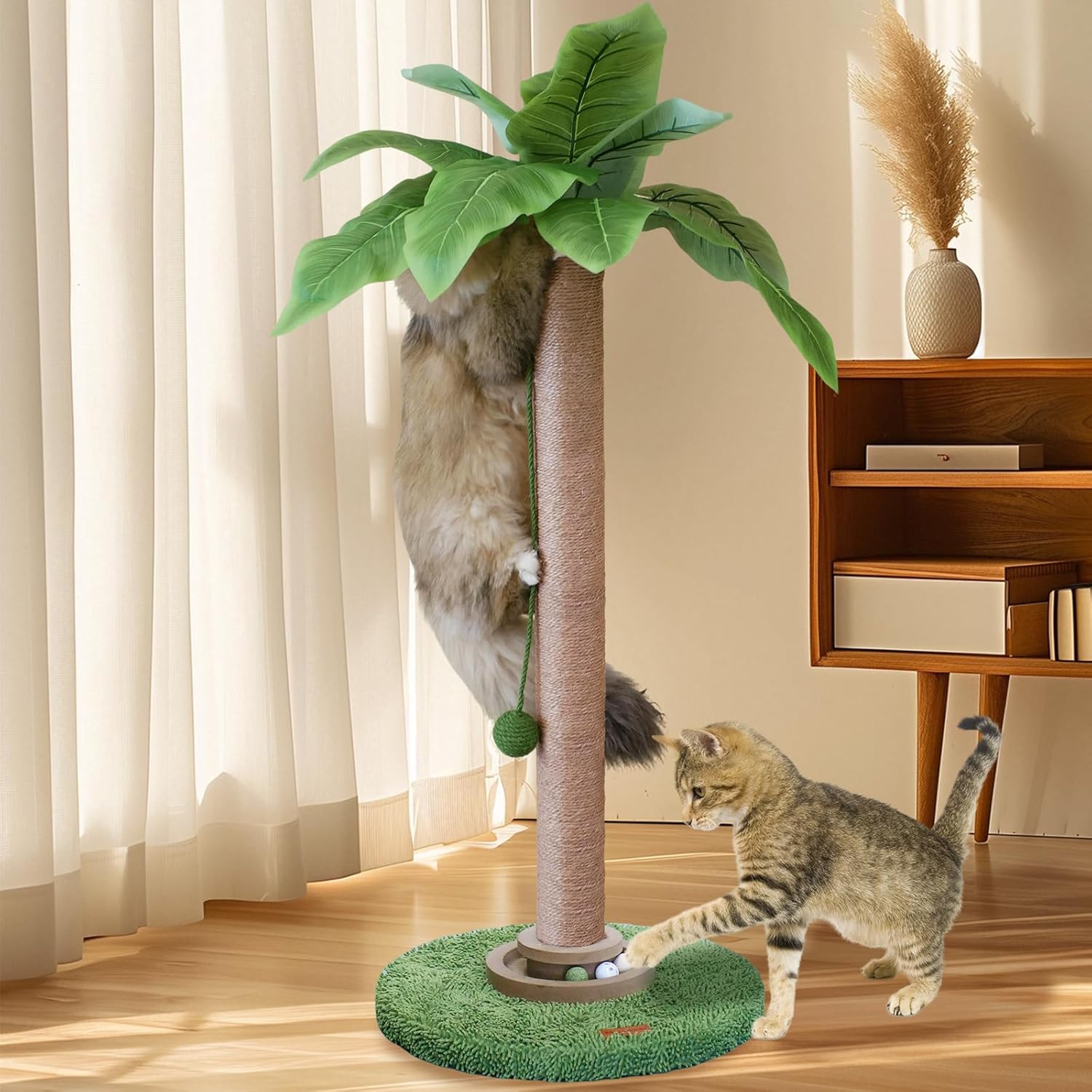 Thumbnail 6 de Meowoou Griffoir pour Chat 60 cm avec corde en sisal et balles suspendues (intérieur)