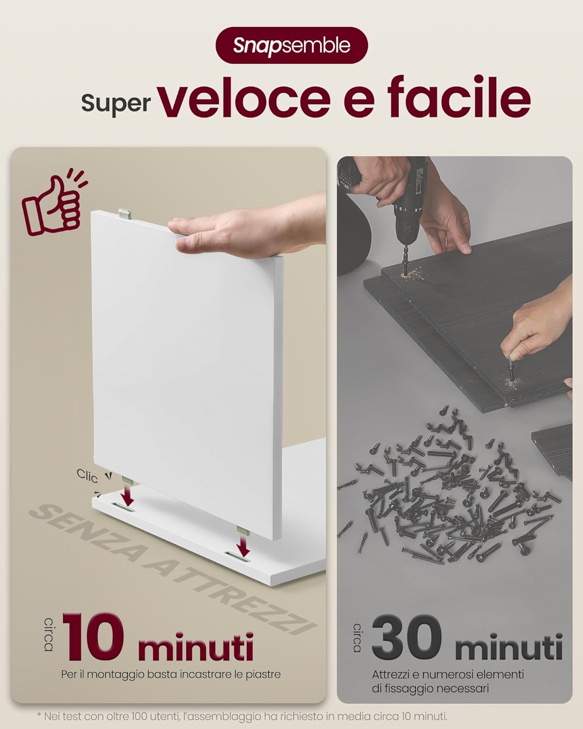 Thumbnail 3 de VASAGLE Comodino Snapsemble: montaggio rapido, stile minimal e versatilità per piccoli spazi