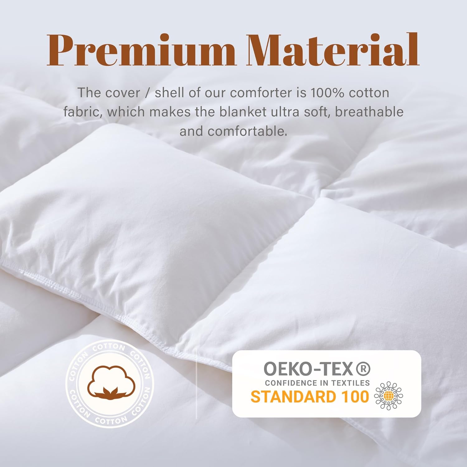Detalle 2 de Cosybay King Feather and Down Fiber Comforter Insert, Cotton Cover, Medium Warmth
