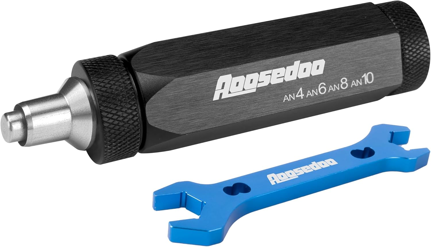 Detalle de AOOOSEDOO PTFE Hose Assembly Tool with Double-Ended AN Fittings Wrench (6AN-8AN) and Reaming Kit