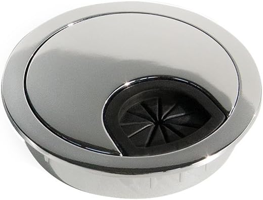 Thumbnail 6 de Emuca Passe-câble Rond Encastrable Ø80 mm – Zamac Chromé Mat pour Bureau