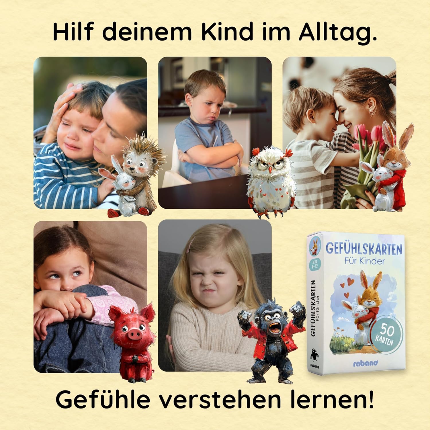 Detalle 1 de Gefühlskarten für Kinder 50er-Set