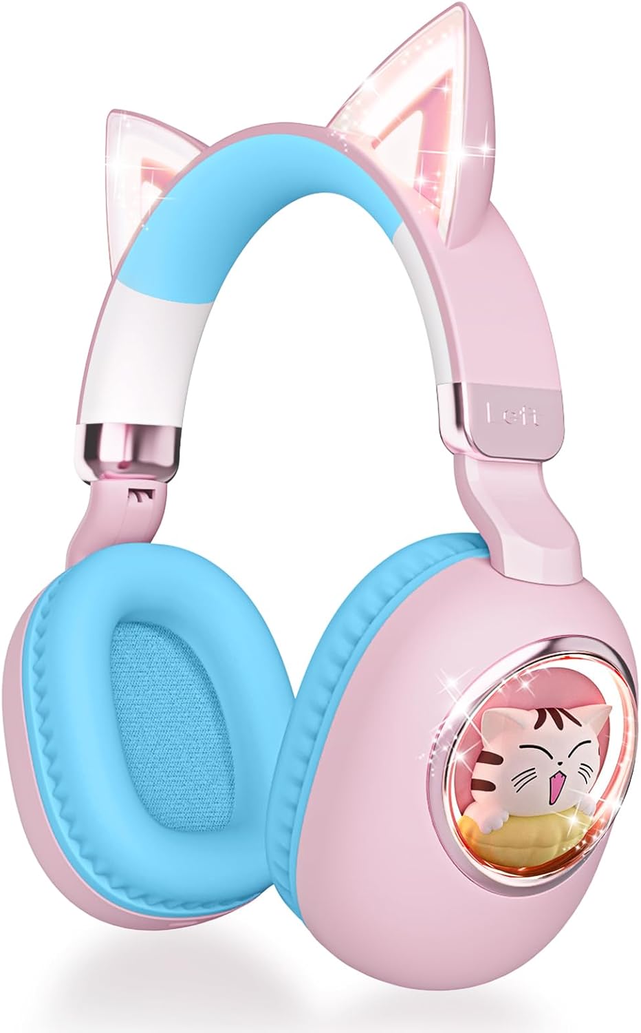 Detalle de Kinder Kopfhörer mit Katzenohren – Bluetooth 5.4, LED-Beleuchtung & 85 dB Kindermodus