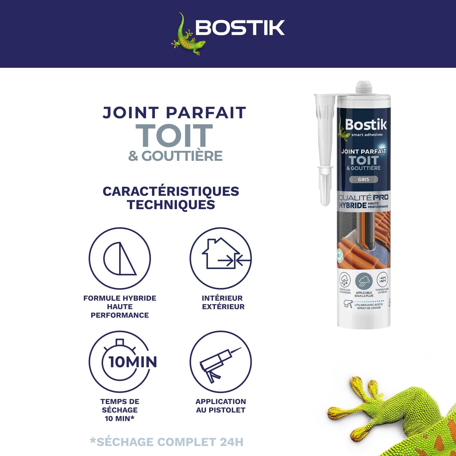 Thumbnail 2 de Bostik Mastic d’Étanchéité Joint Parfait Toit et Gouttière – 290 ml, Gris, Hybride Polymère