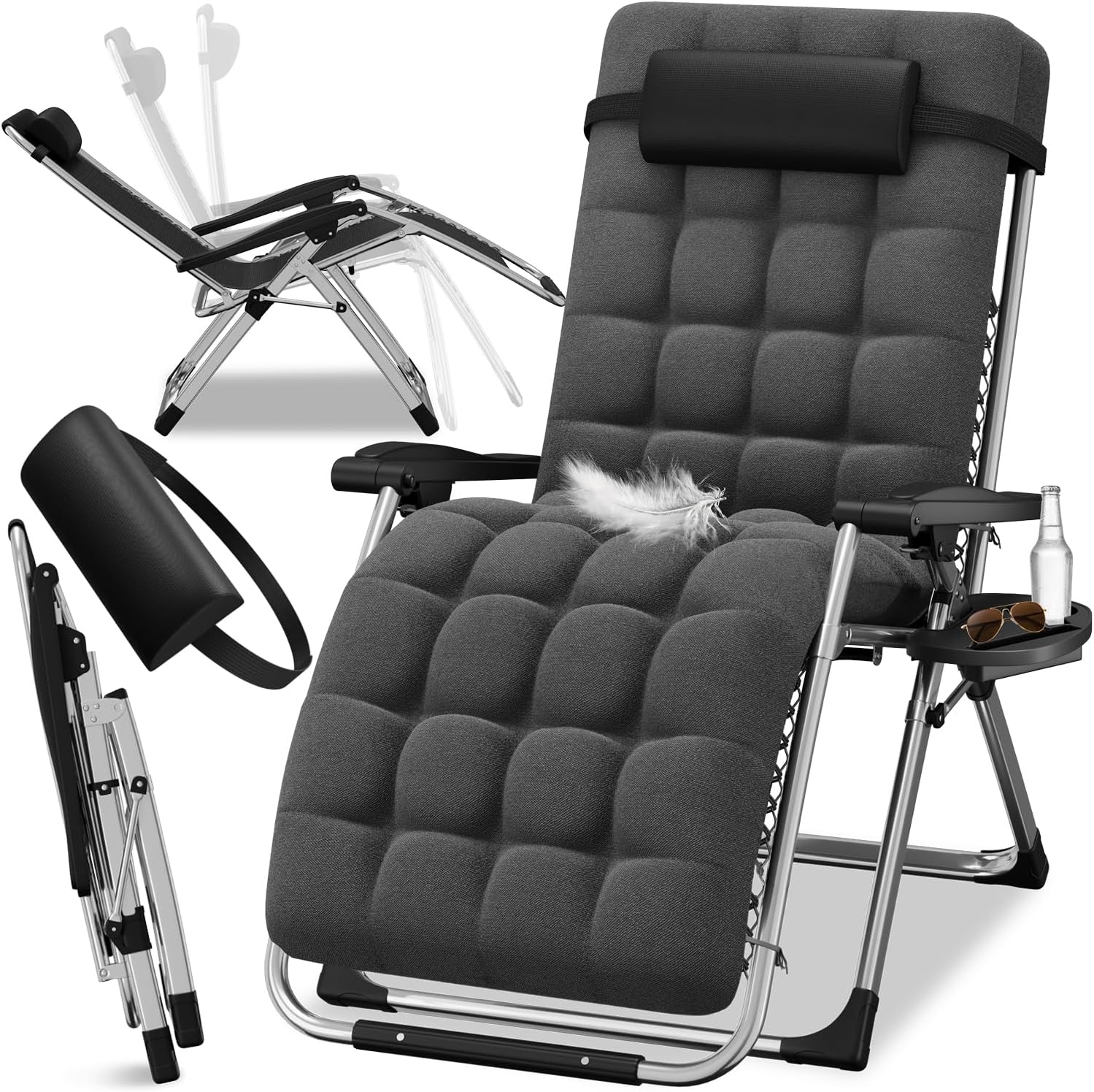 ELONEO Sedia a sdraio pieghevole con cuscino premium: comfort, versatilità e resistenza per il giardino