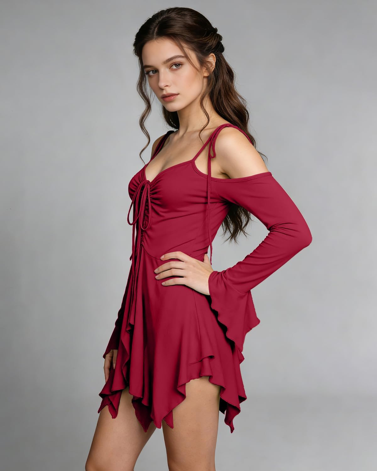 Detalle 2 de Joukavor Renaissance Fairy Dress, Polyester-Spandex Blend