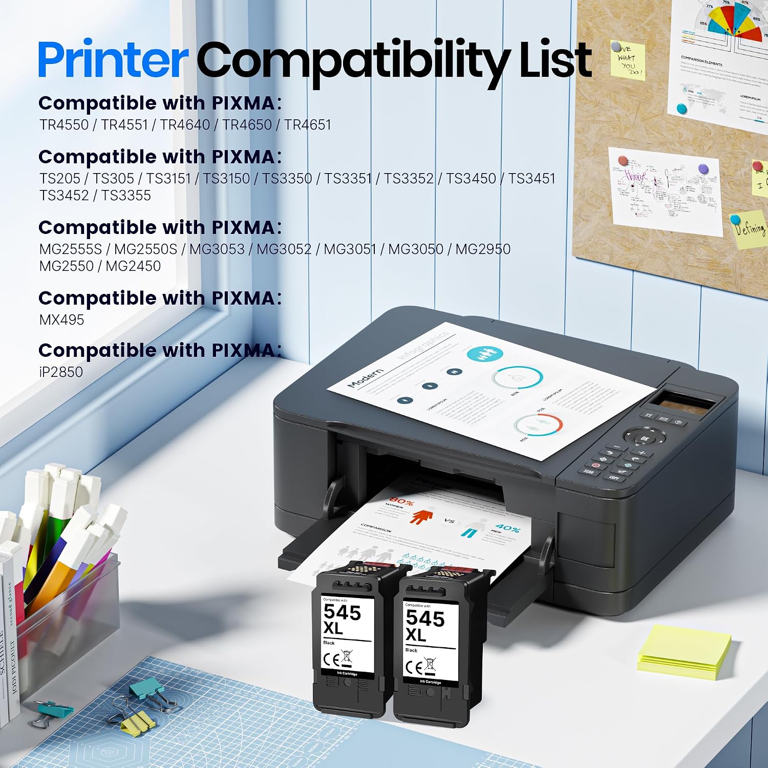 Thumbnail 2 de Gureef 545XL Black Ink Cartridge Pack for Canon PIXMA TS3350 Series