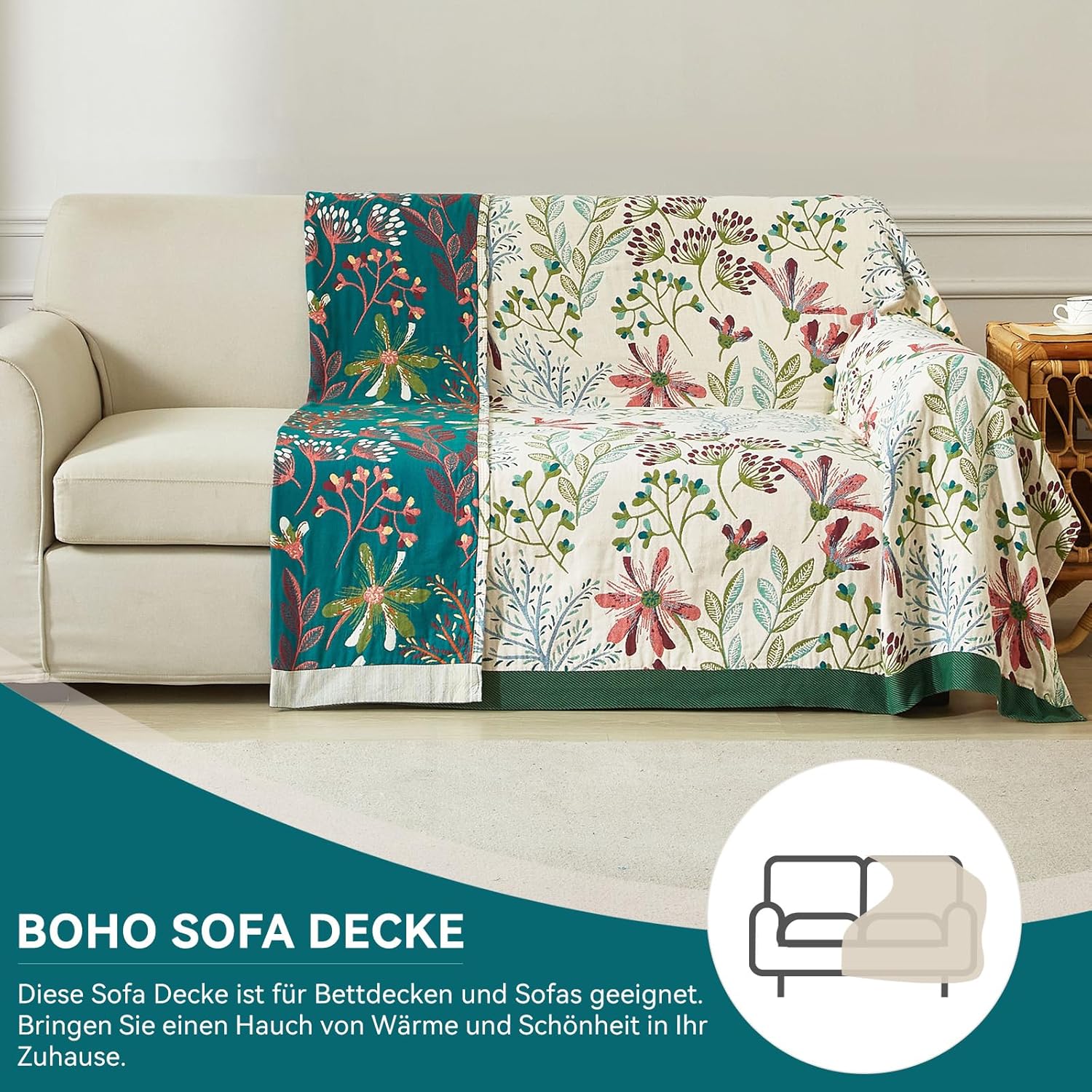 Thumbnail 3 de Bailix Premium Boho Tagesdecke 150x200 cm