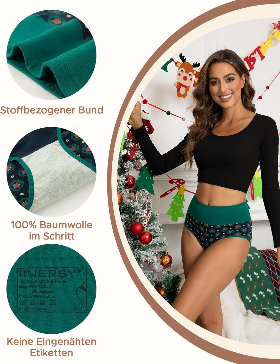 Thumbnail 3 de INNERSY Damen Unterhosen aus Baumwolle mit Stretch – High Waist Slip im 5er Pack