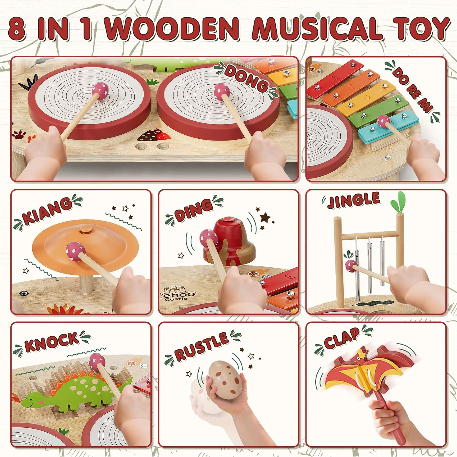 Detalle 2 de Lehoo Castle Dinosaur Kids Drum Kit 12M+