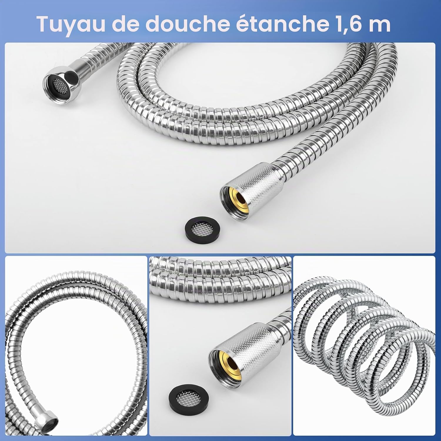 Thumbnail 6 de YEAUPE Pommeau de douche avec filtre indépendant — 1,6 m, 6 modes, haute pression, anti-calcaire, chrome