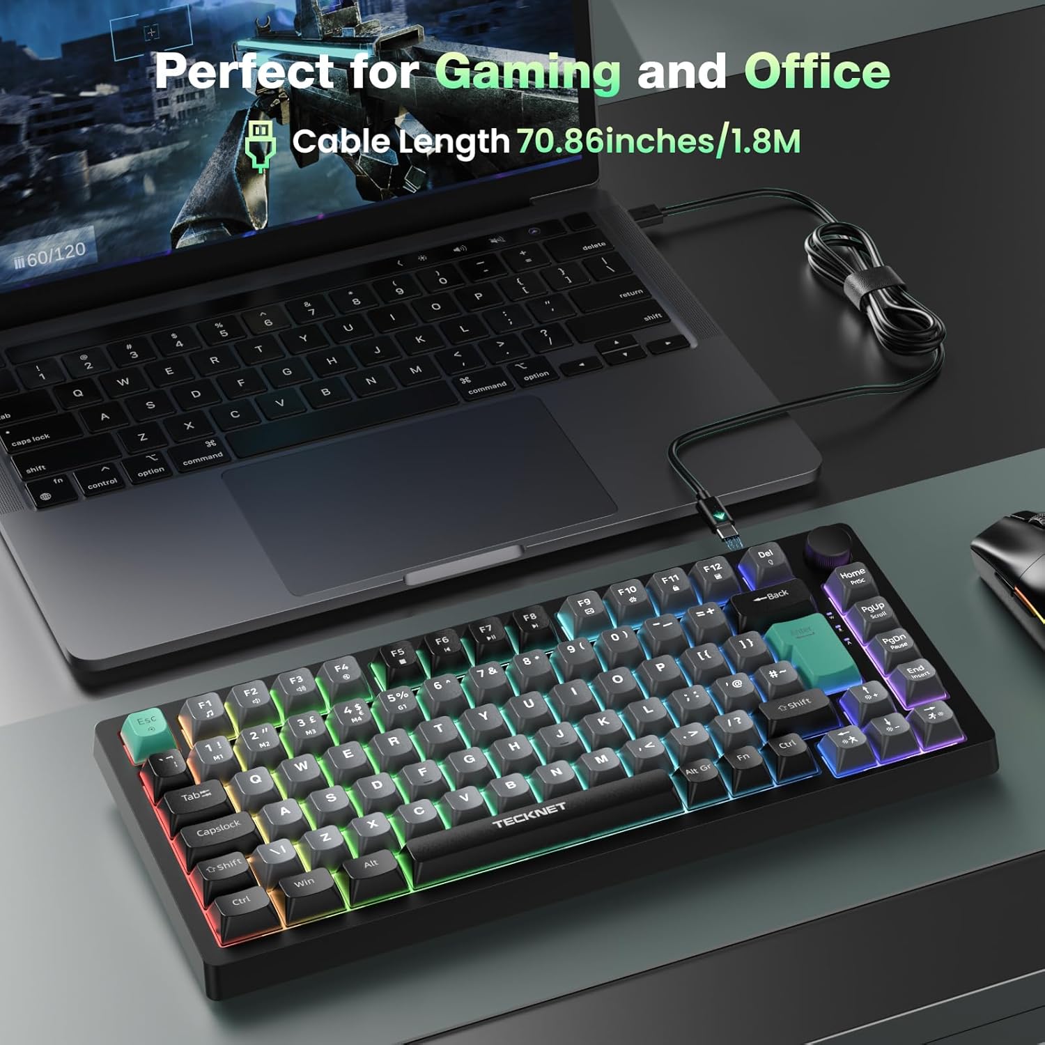 Thumbnail 4 de TECKNET RGB Gaming Keyboard 83‑key