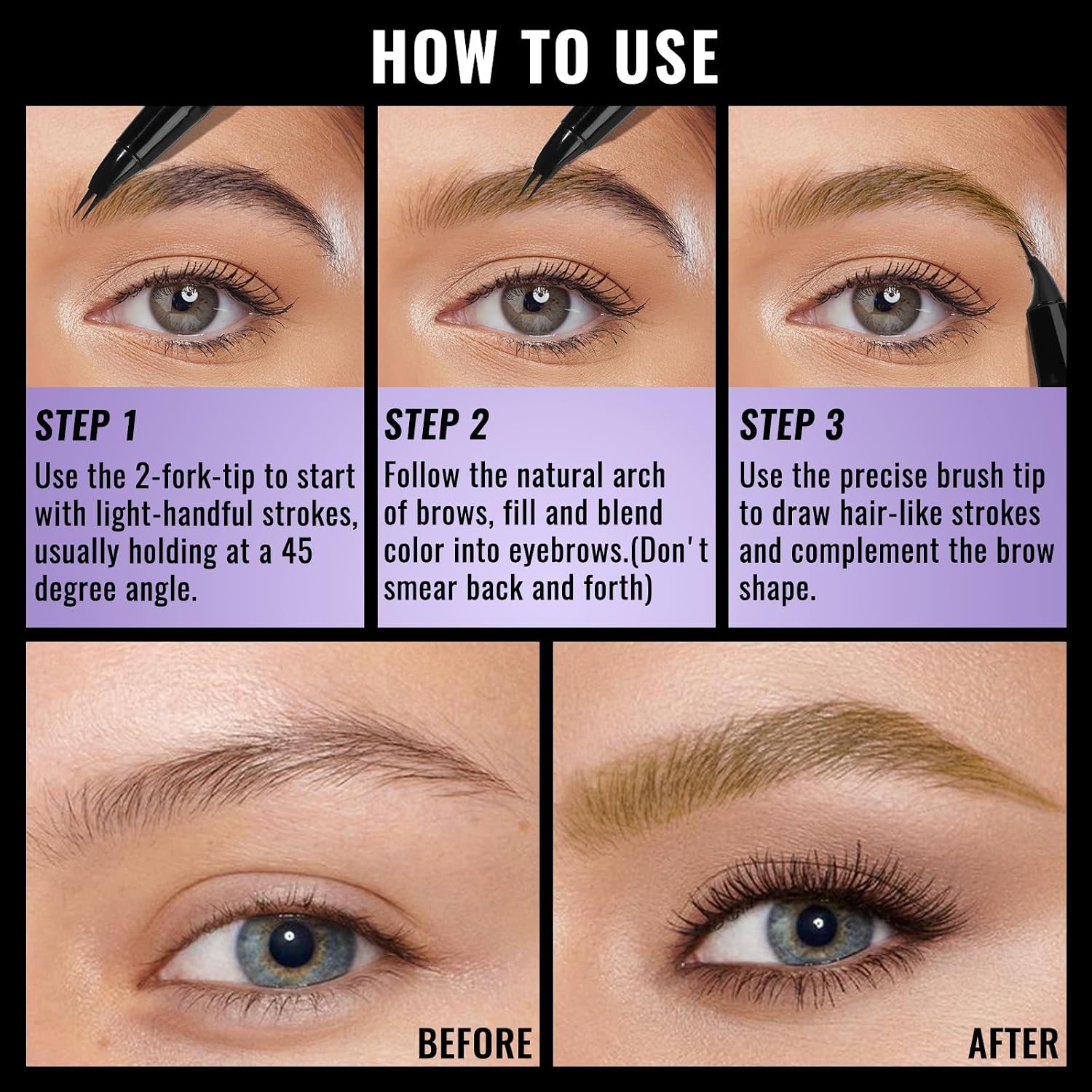 Detalle de UCANBE Crayon Sourcils 2-en-1 Effet Microblading - Brun noirâtre