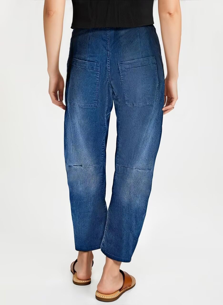 Detalle 2 de EVALESS Barrel Pants Women’s High-Waisted Stretch Baggy Jeans