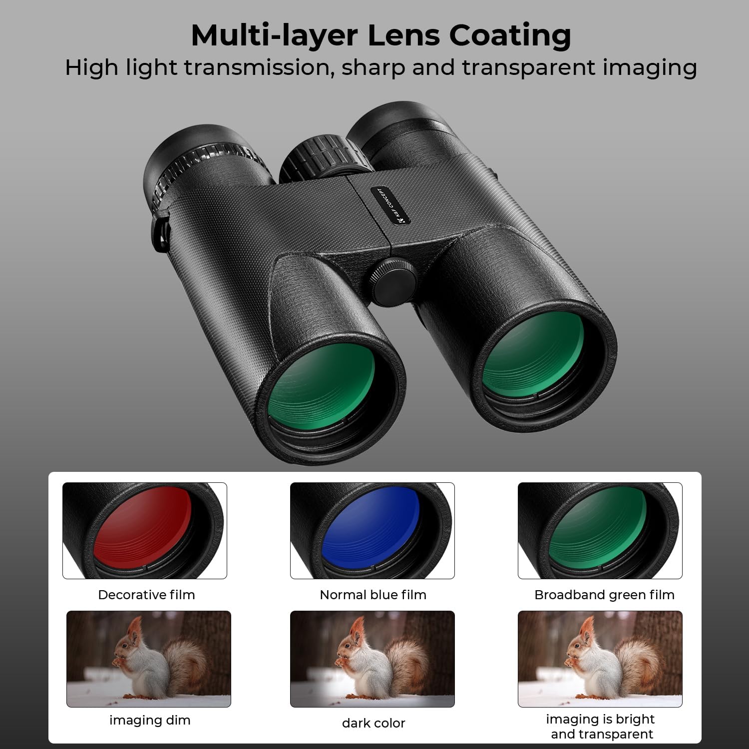 Detalle de K&F Concept Fernglas 10x42 HD – robustes Allroundglas mit Stativumbauhalterung
