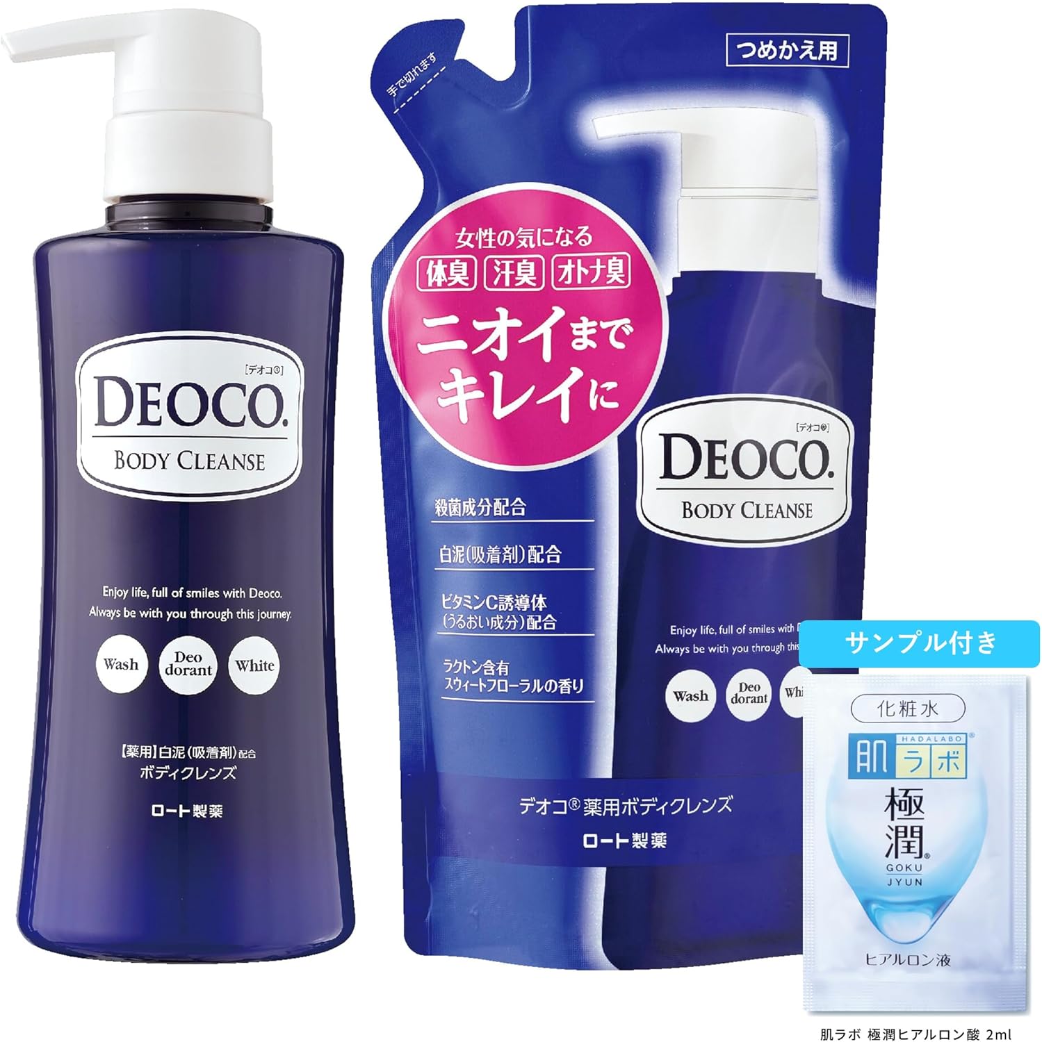 Detalle de デオコ 薬用ボディクレンズ 本体350mL+詰め替え250mL、スウィートフローラルの香り