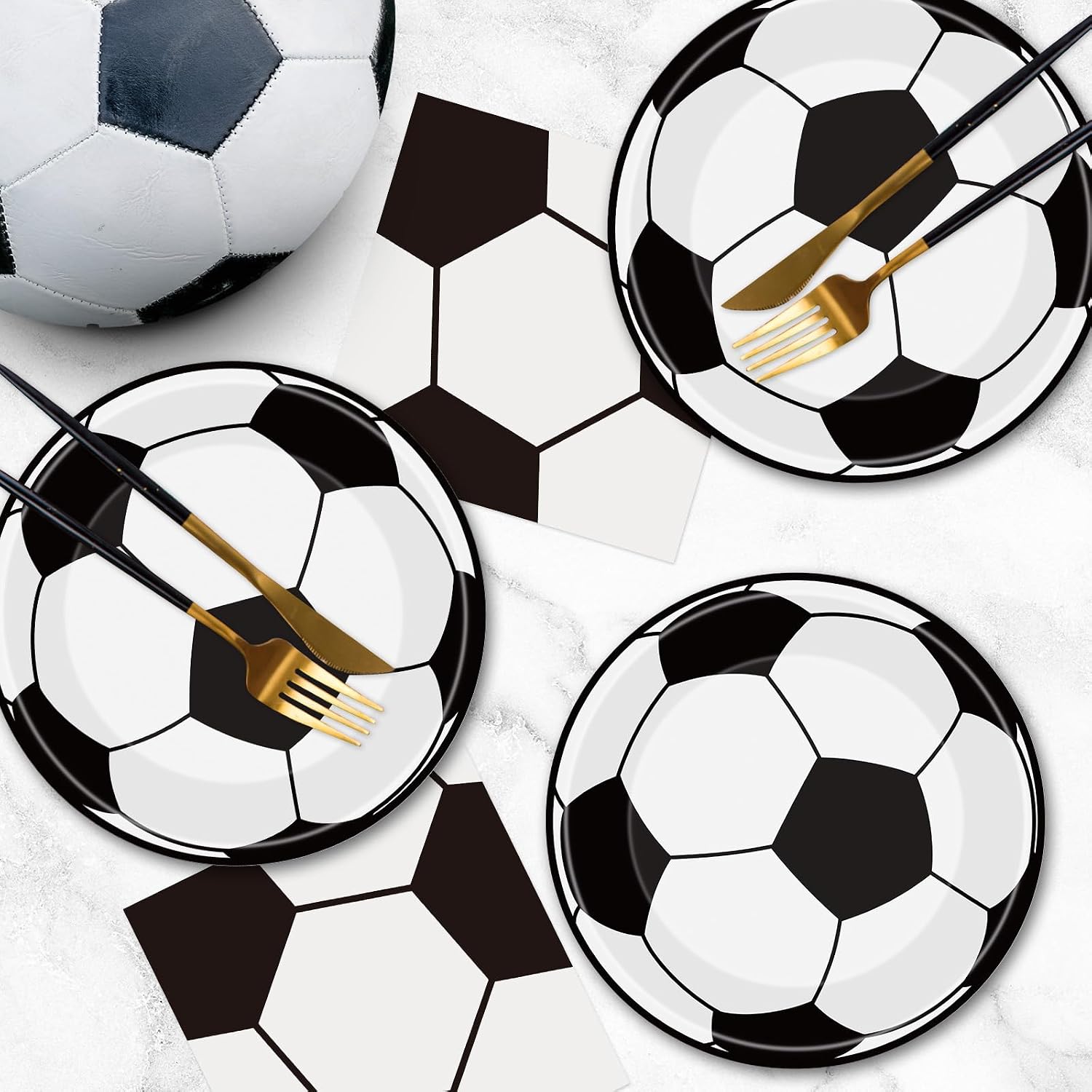 Thumbnail 6 de 40Pcs Soccer Plates and Napkins Party Supplies – Soccer Birthday Tableware Set (Serves 20)