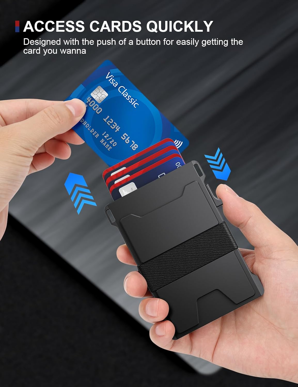 Thumbnail 2 de dwnkove Porta Carte di Credito Uomo Slim in Alluminio con Pop-Up e RFID/NFC (12+ carte)