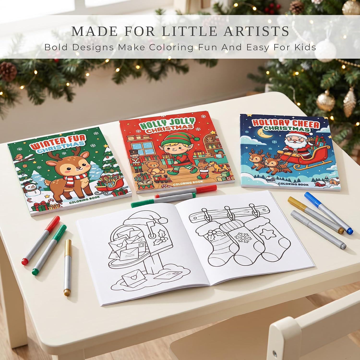 Detalle de ZICOTO Christmas Coloring Books for Kids, Set of 3 Holiday Themes