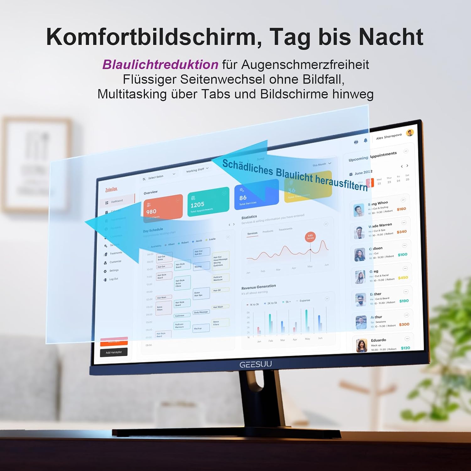 Thumbnail 2 de GEESUU 24 Zoll Monitor – 144 Hz, FHD, Eye-Care, HDMI 2.0 & DP 1.2