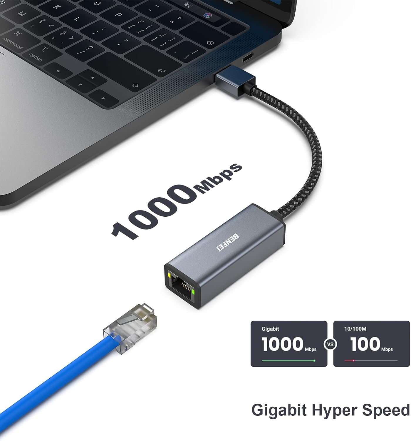 Detalle 2 de BENFEI USB Ethernet Adapter 1000 Mbps pack of 2 📡