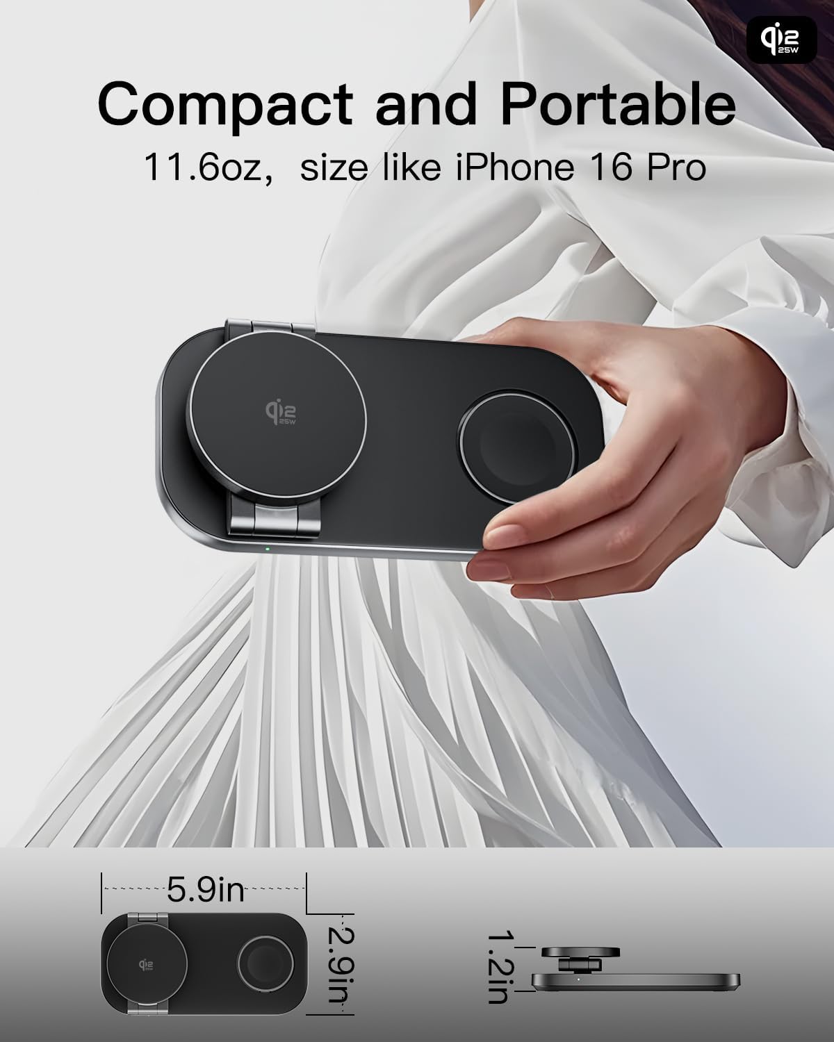 Thumbnail 4 de KEEPRO 3-in-1 Qi2 25W Magnetic Wireless Charging Station for MagSafe iPhone, Apple Watch & AirPods