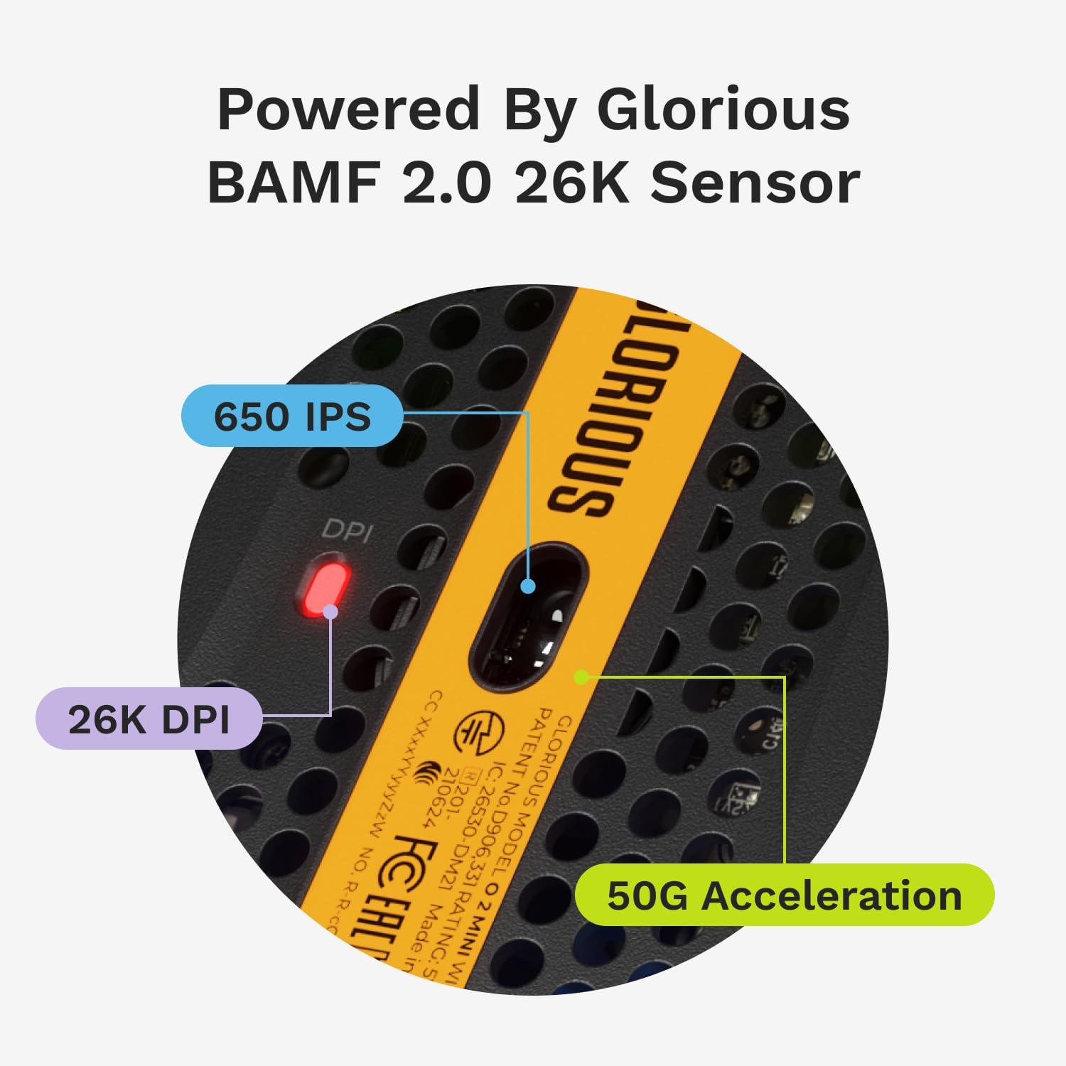 Detalle 2 de GLORIOUS Model O 2 Mini Wired Gaming Mouse, 49 g, 26K DPI Sensor, 6 Buttons