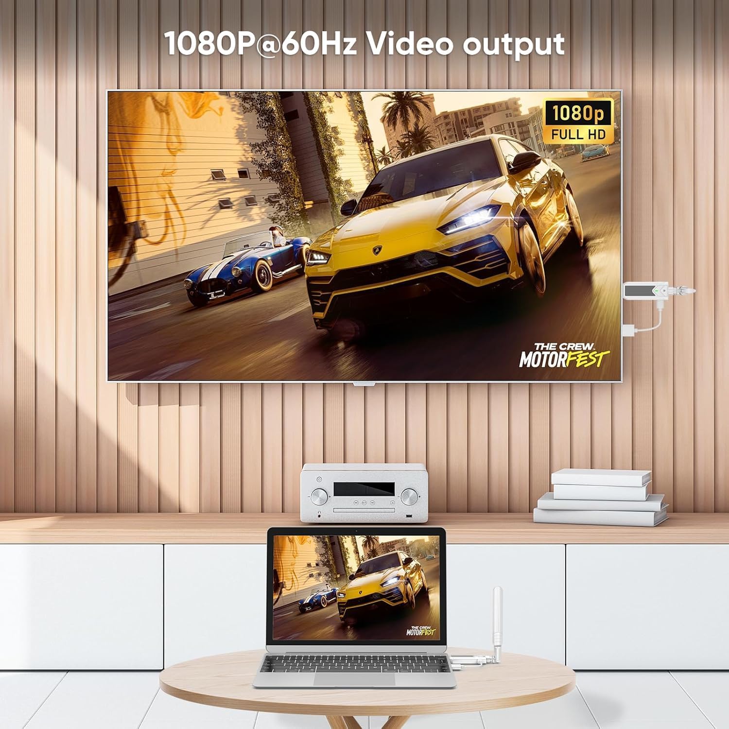 Detalle de Wireless HDMI Transmitter & Receiver — 1312 ft / 400 m, 4K Decode, 1080p Output, Plug & Play with 2.4G/5G Dual Antennas
