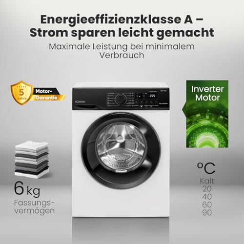 Detalle de Bomann WA 7162 Waschmaschine, 6 kg, Energieeffizienzklasse A und Invertermotor
