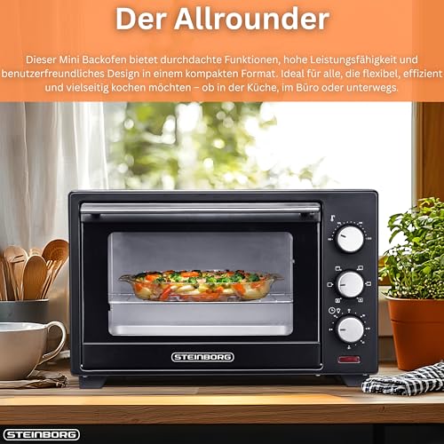 Thumbnail 8 de STEInBORG Mini Backofen 25 Liter – 3in1 Ofen mit Ober-/Unterhitze, Konvektion und Timer