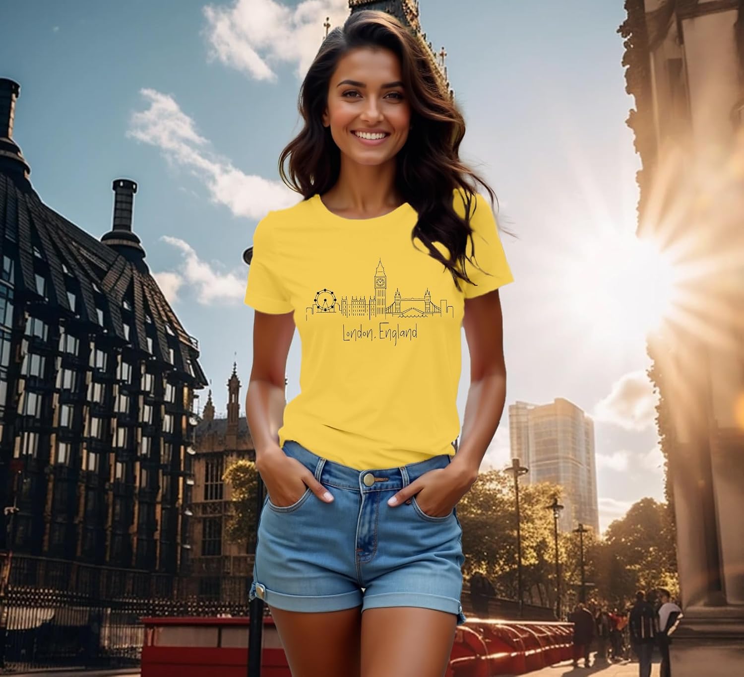 Detalle 1 de Qskall London skyline T-shirt