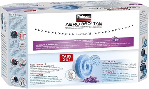Detalle de Rubson Aero 360° TAB – Recharge Déshumidificateur Lavande 4x450 g (Parfum Lavande)