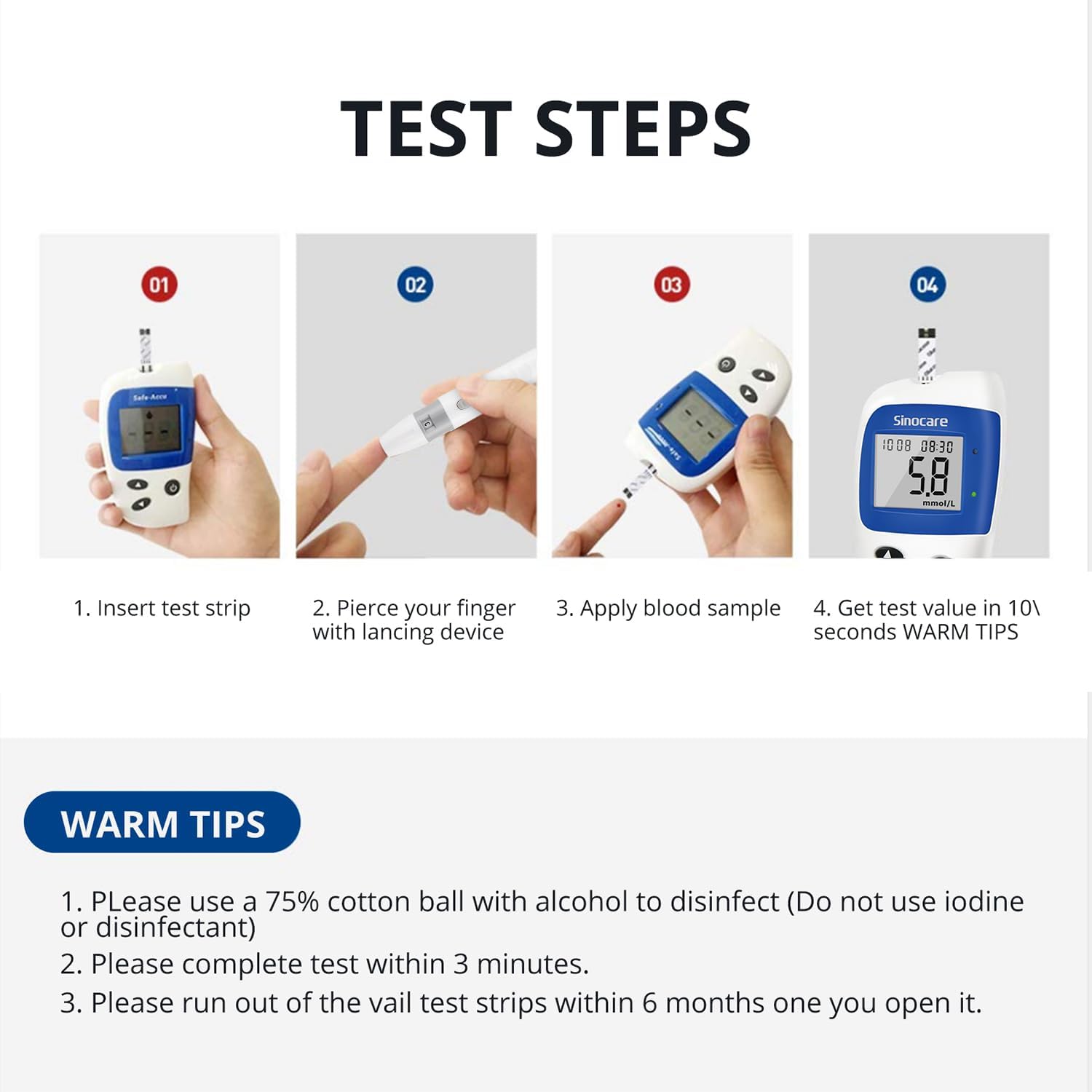 Thumbnail 4 de Sinocare Safe-Accu2 blood glucose monitor 200 memory