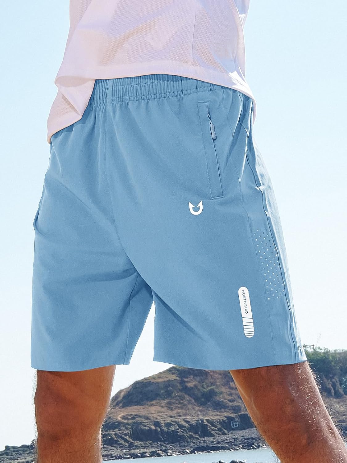 Detalle de NORTHYARD Men's Athletic Shorts with Zipper Pockets, Quick-Dry 4-Way Stretch