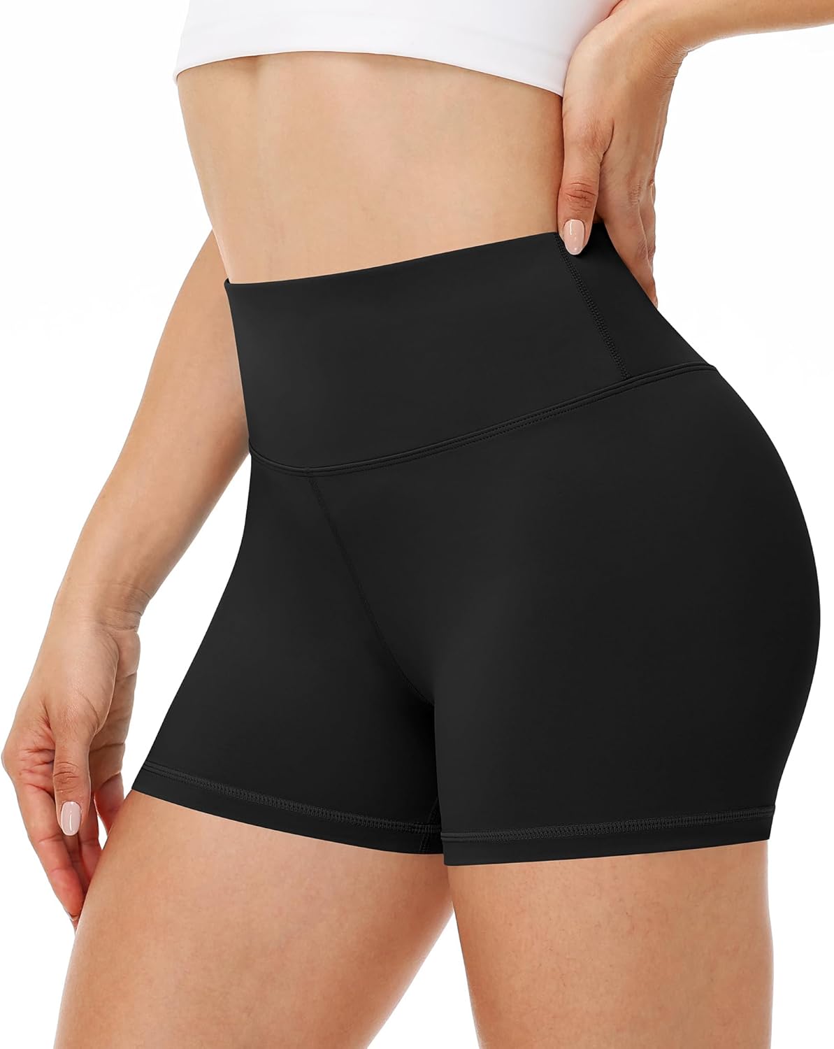 Detalle de Runhit Women’s Workout Biker Shorts (3”, 5”, or 8”) High Waisted Tummy Control Spandex