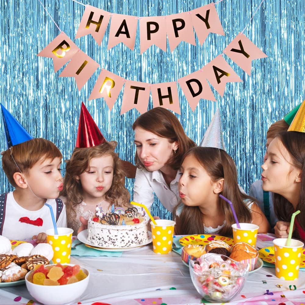 Detalle de 5-Pack Blue Metallic Foil Curtain Backdrops for Photo Booths and Parties