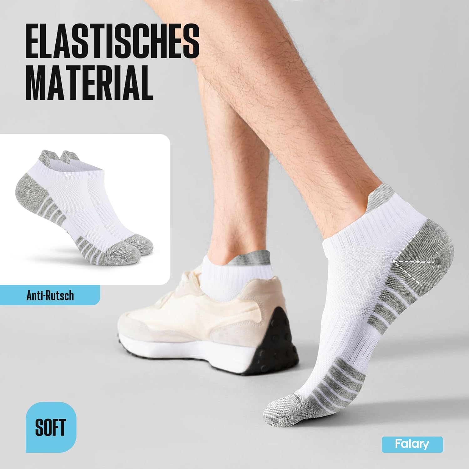Thumbnail 3 de FALARY Lot de 10 Chaussettes de Sport Homme/Femme – Socquettes Running Basses en Coton