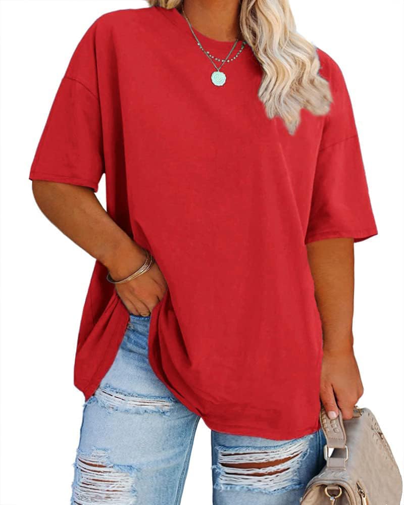 Thumbnail 1 de Fisoew Damen T-Shirt in großen Größen (XL–5XL) mit V-Ausschnitt und kurzarmem Oversize-Look
